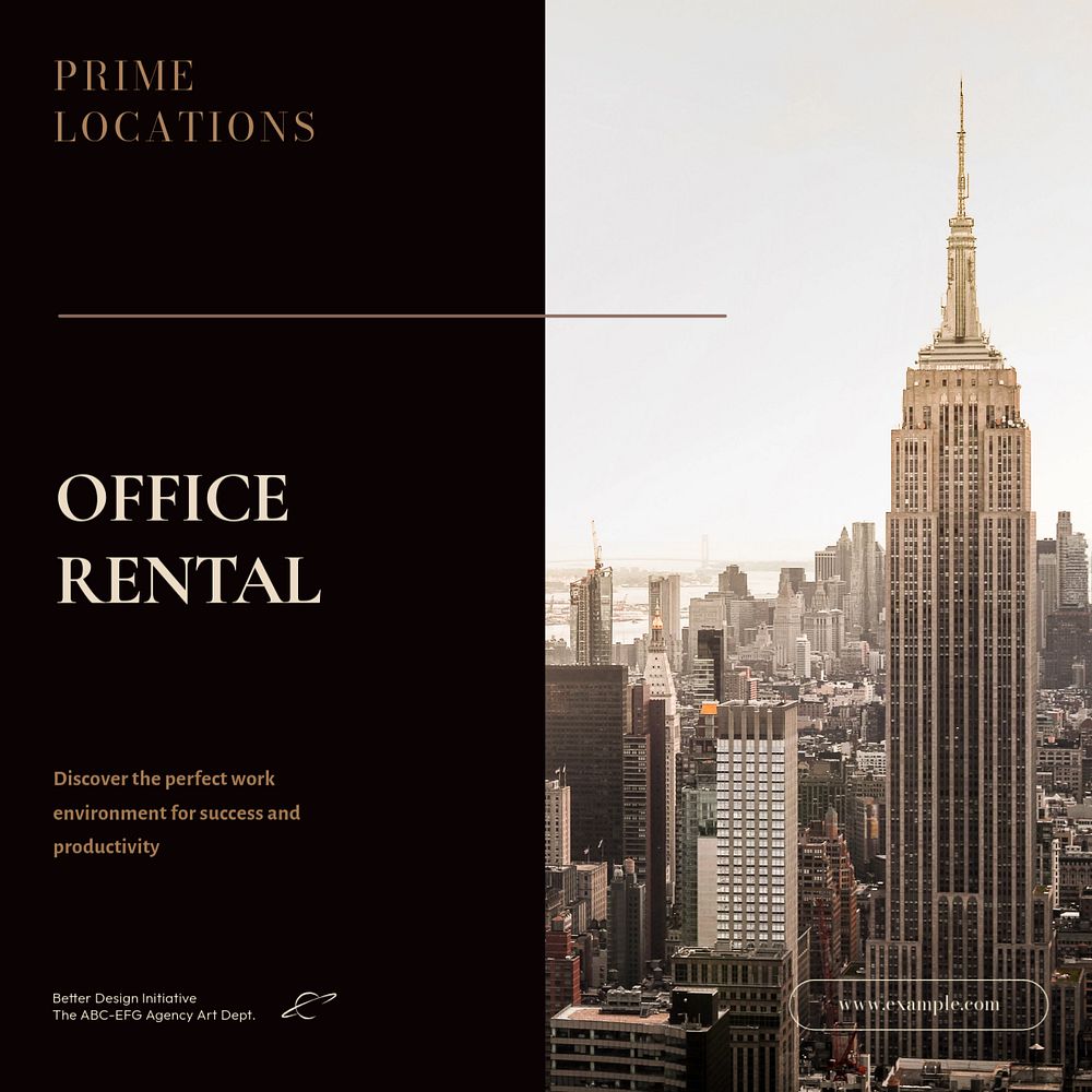 Office rental Facebook post template, editable design