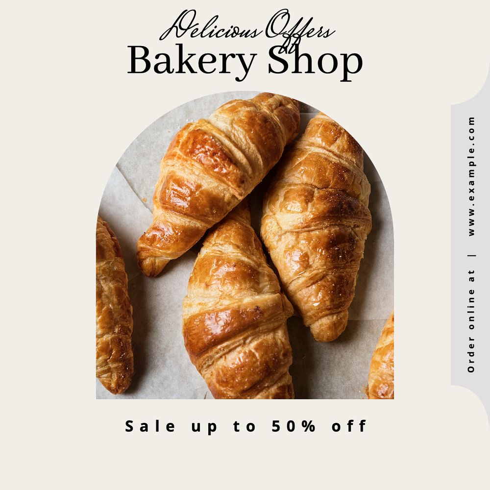 Bakery shop Instagram post template, editable text