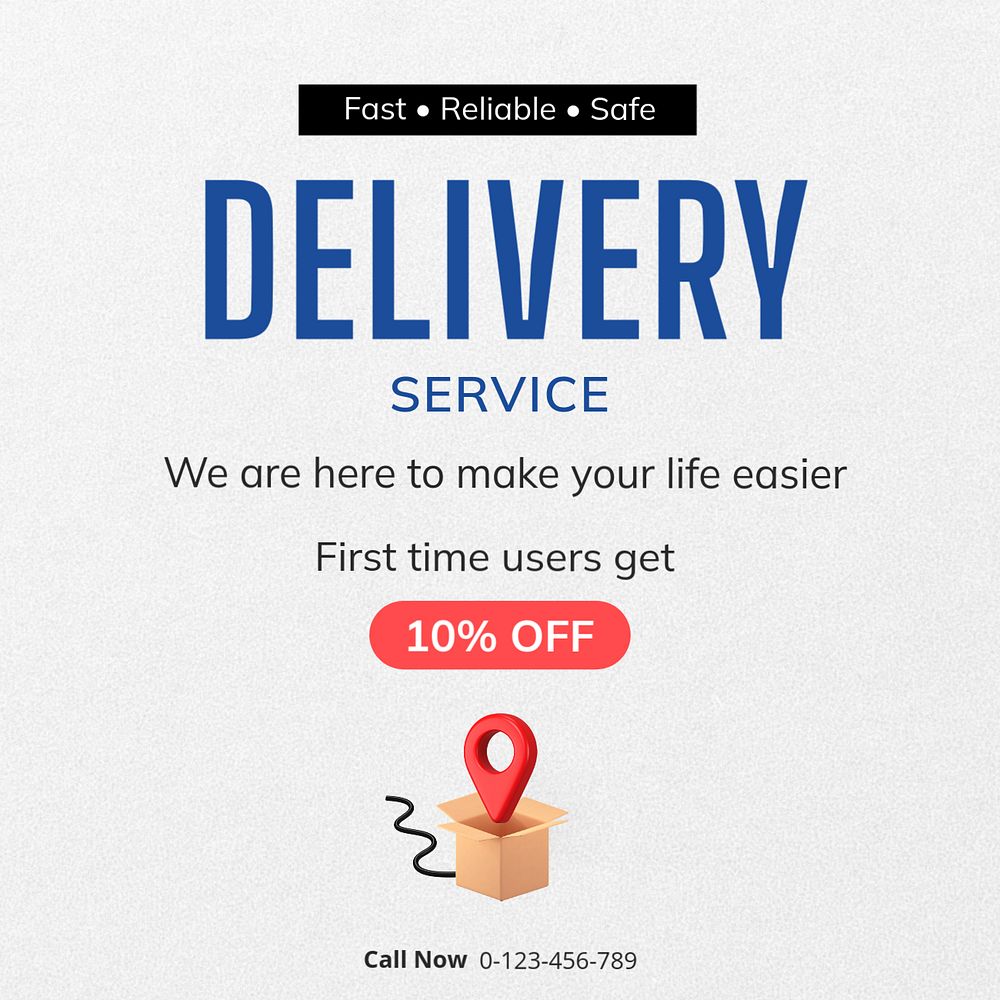 Delivery service Instagram post template, editable text