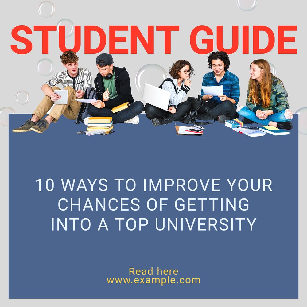 Student guide Instagram post template, editable text