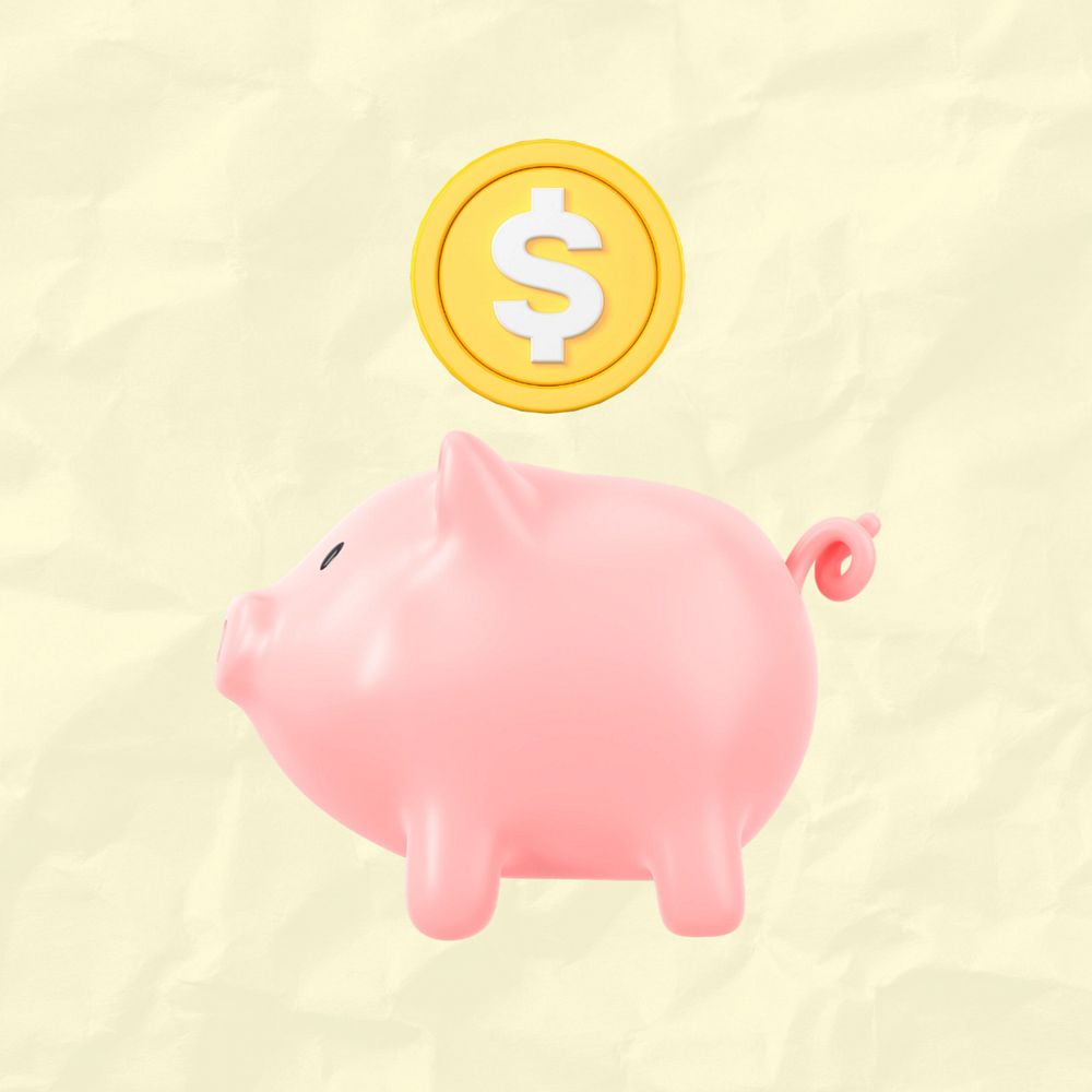 Piggy bank money, 3D savings, finance remix, editable design