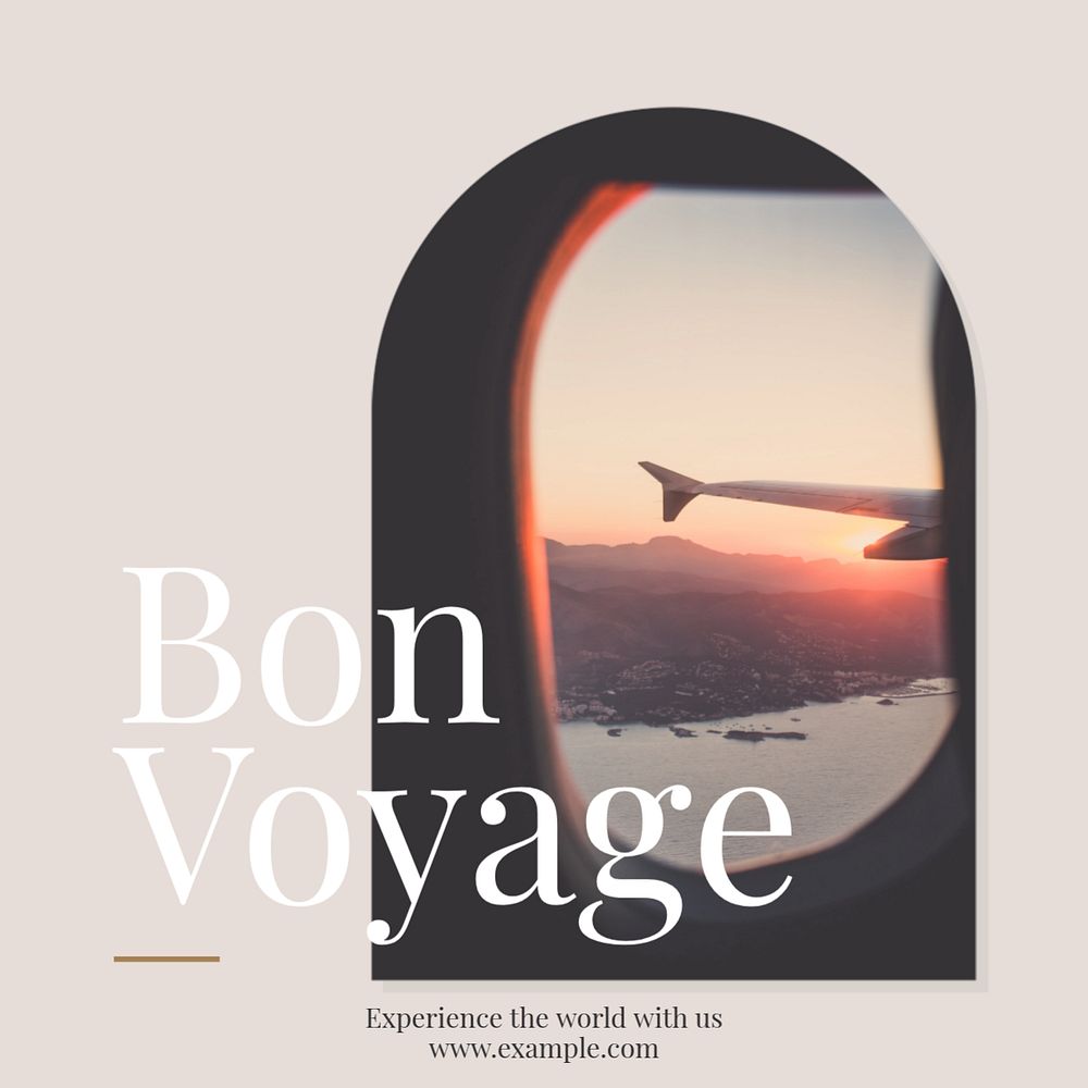 Bon voyage Instagram post template, editable design