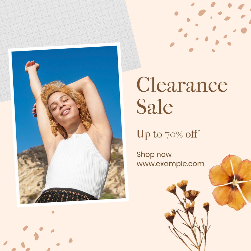 Clearance sale Instagram post template, editable design