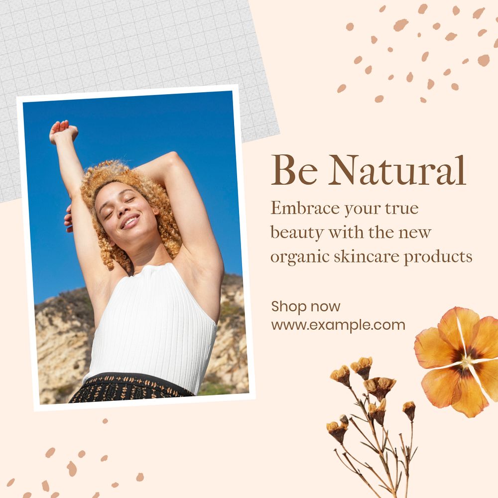 Be natural Instagram post template, editable design