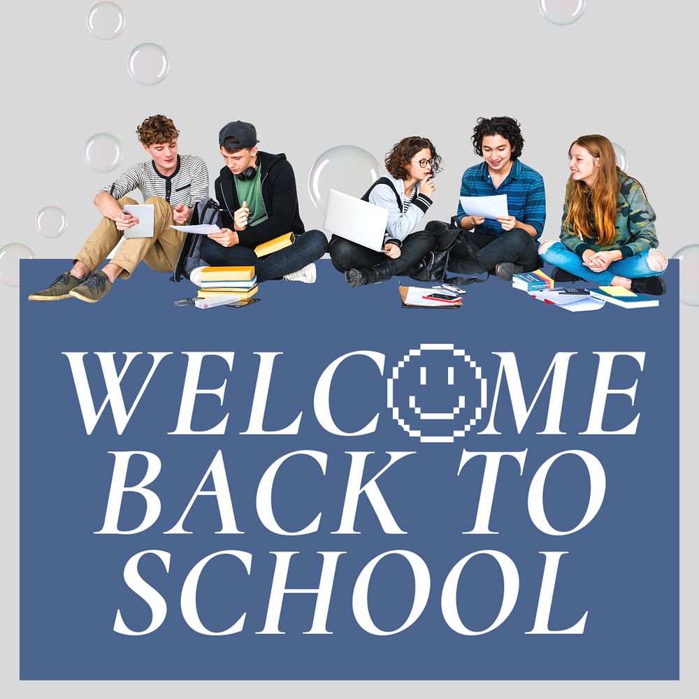 Back to school Instagram post template, editable text