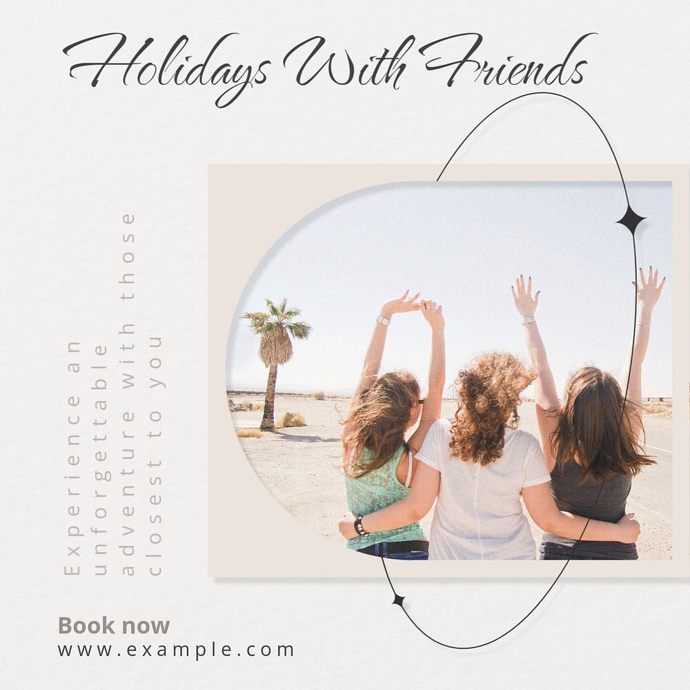 Holidays with friends  Instagram post template, editable design