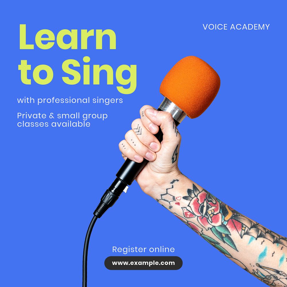 Learn to sing Instagram post template, editable text