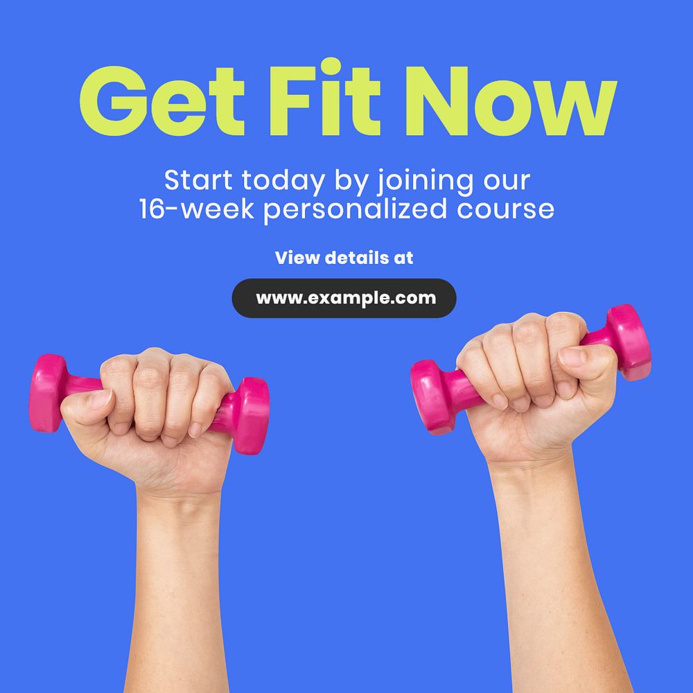 Fitness & workout course Instagram post template, editable text