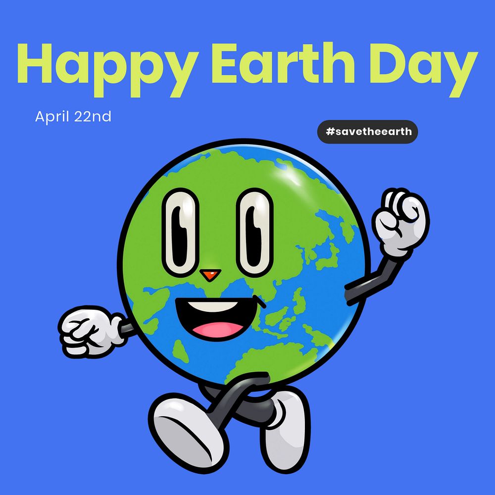 Happy earth day Instagram post template, editable text