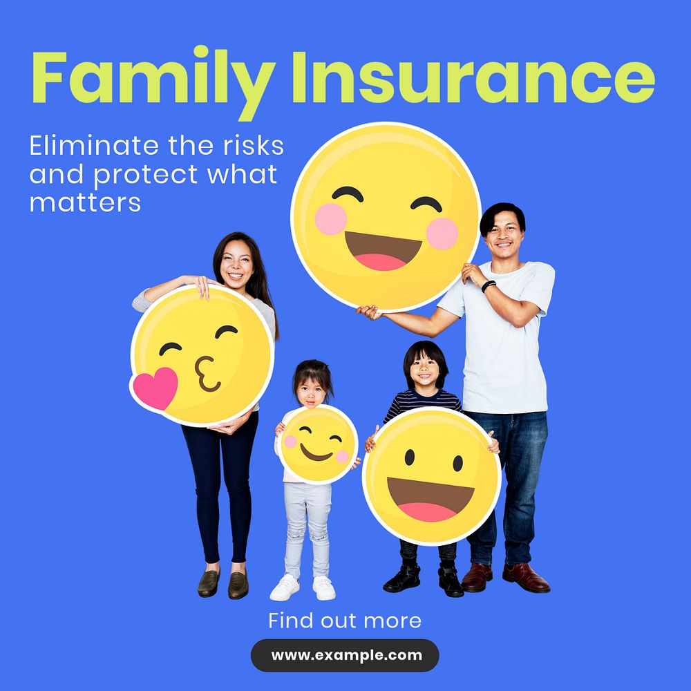 Family insurance Instagram post template, editable text