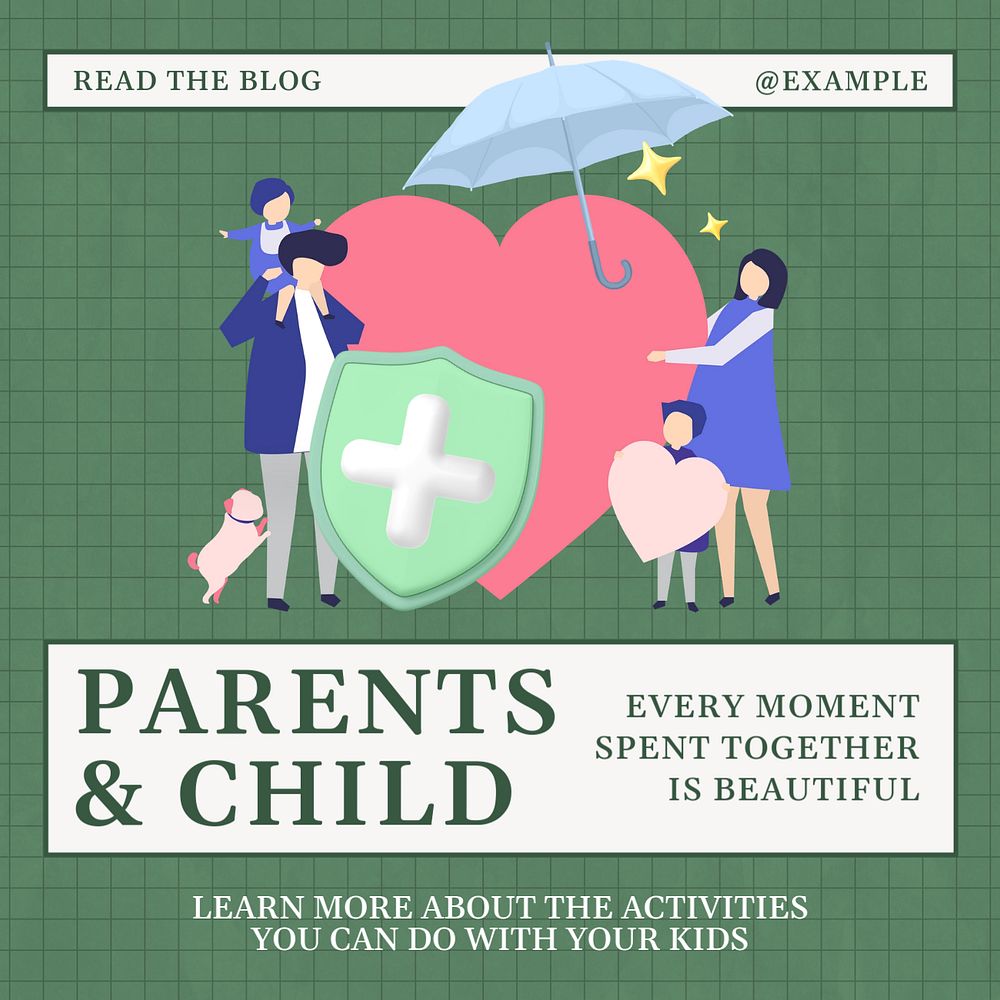 Parents & child Instagram post template, editable text