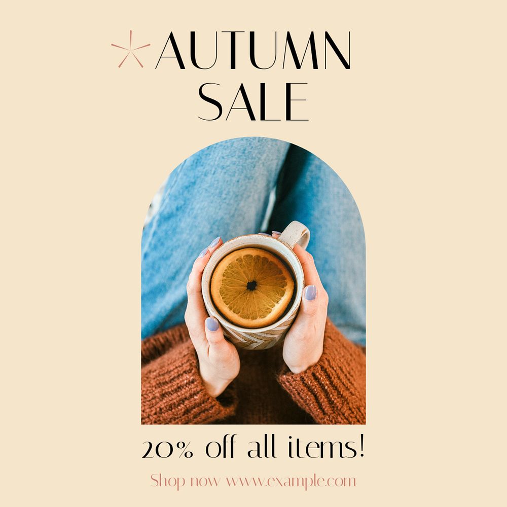 Autumn sale Instagram post template, editable design