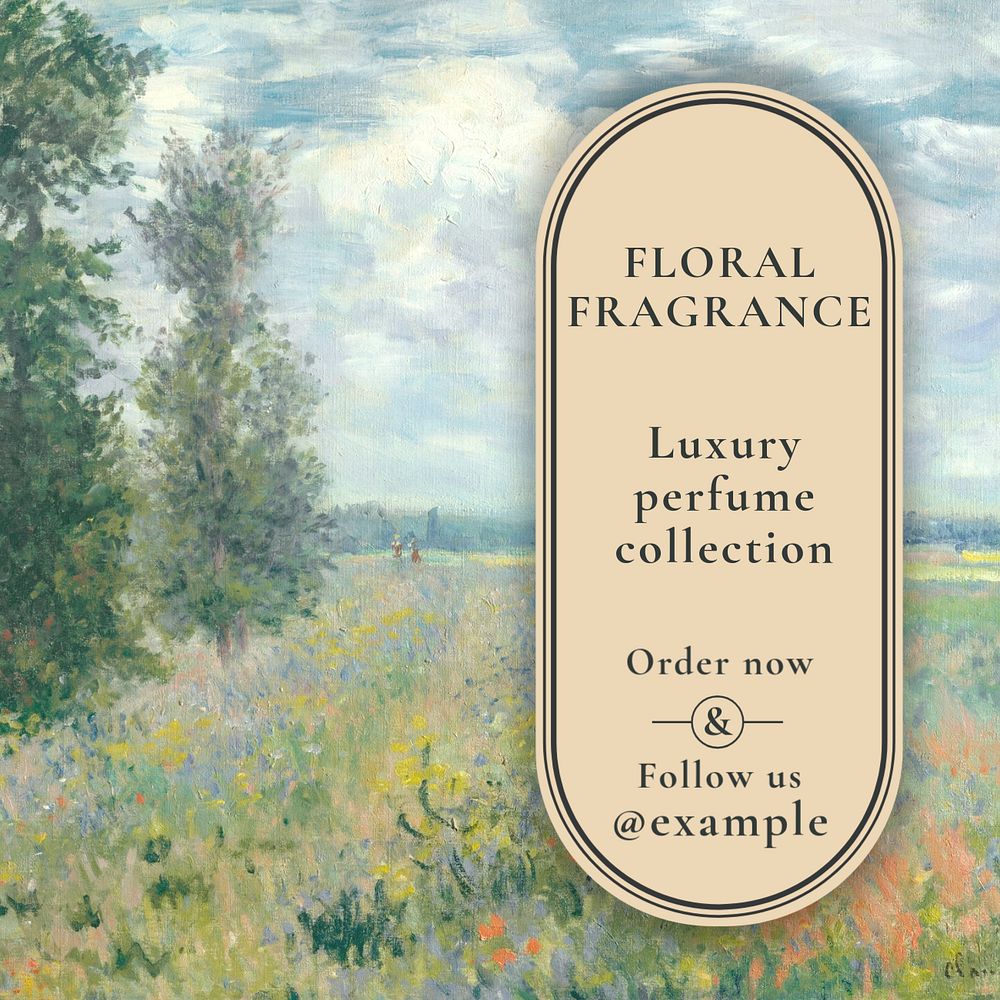 Floral fragrance Instagram post template, editable design