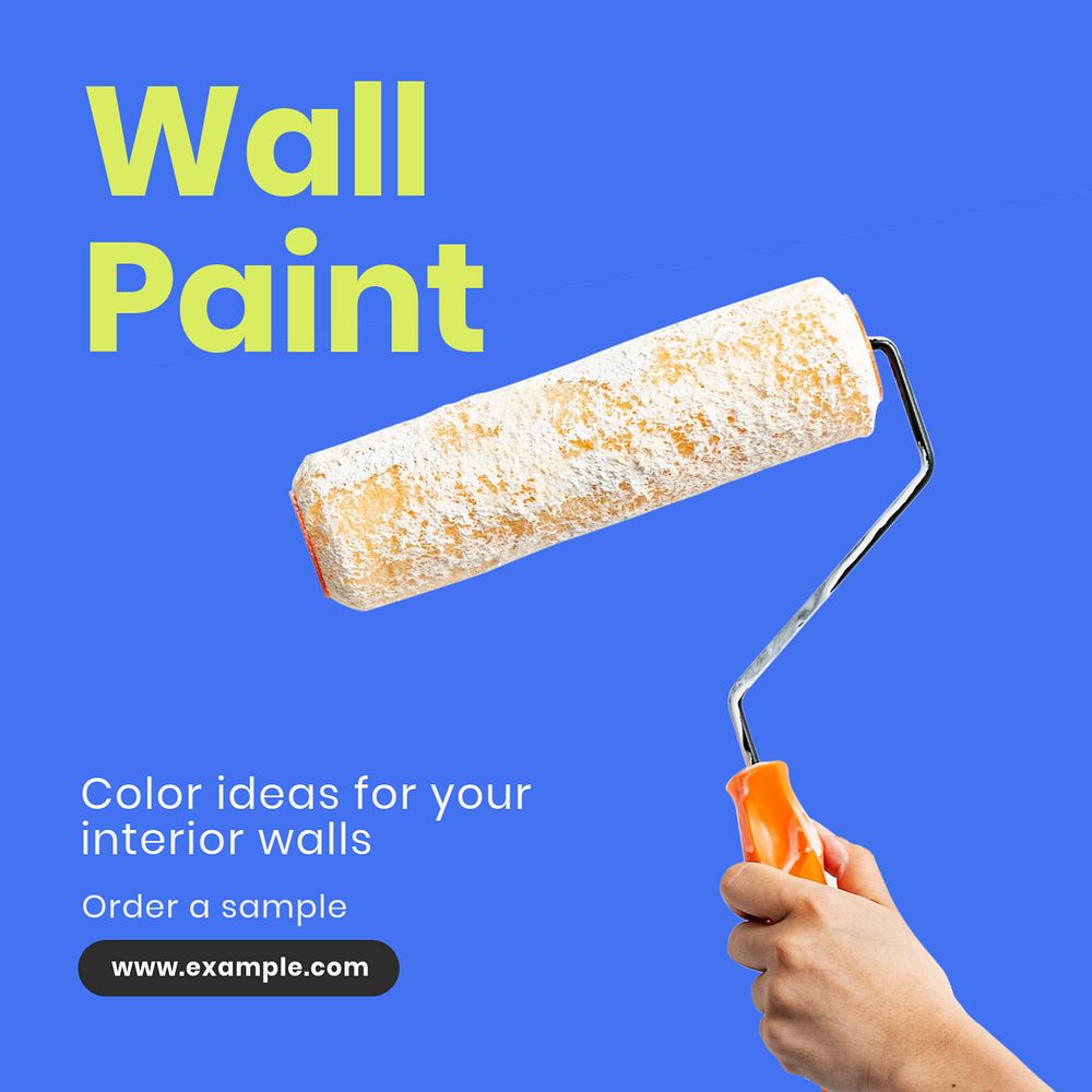 Wall paint Instagram post template, editable text