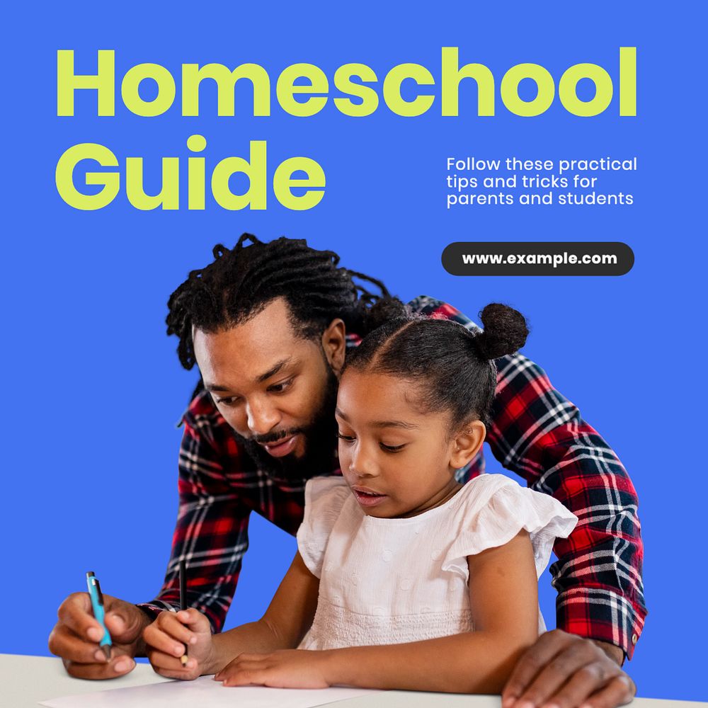 Homeschool guide Instagram post template, editable text