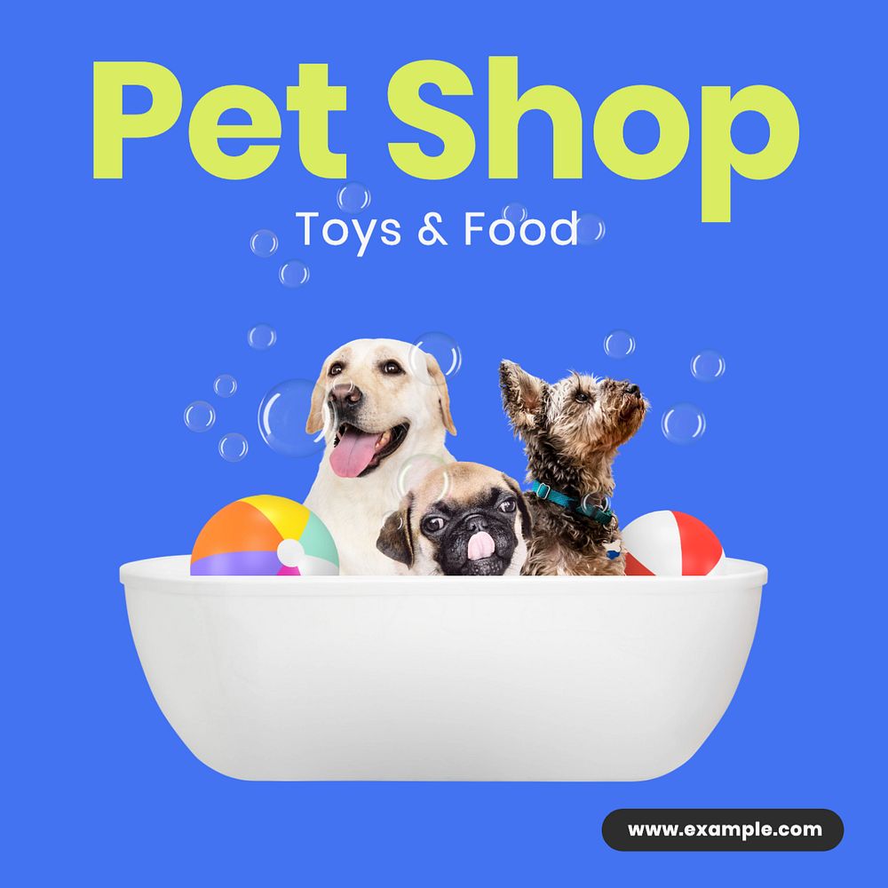 Pet shop Instagram post template, editable text