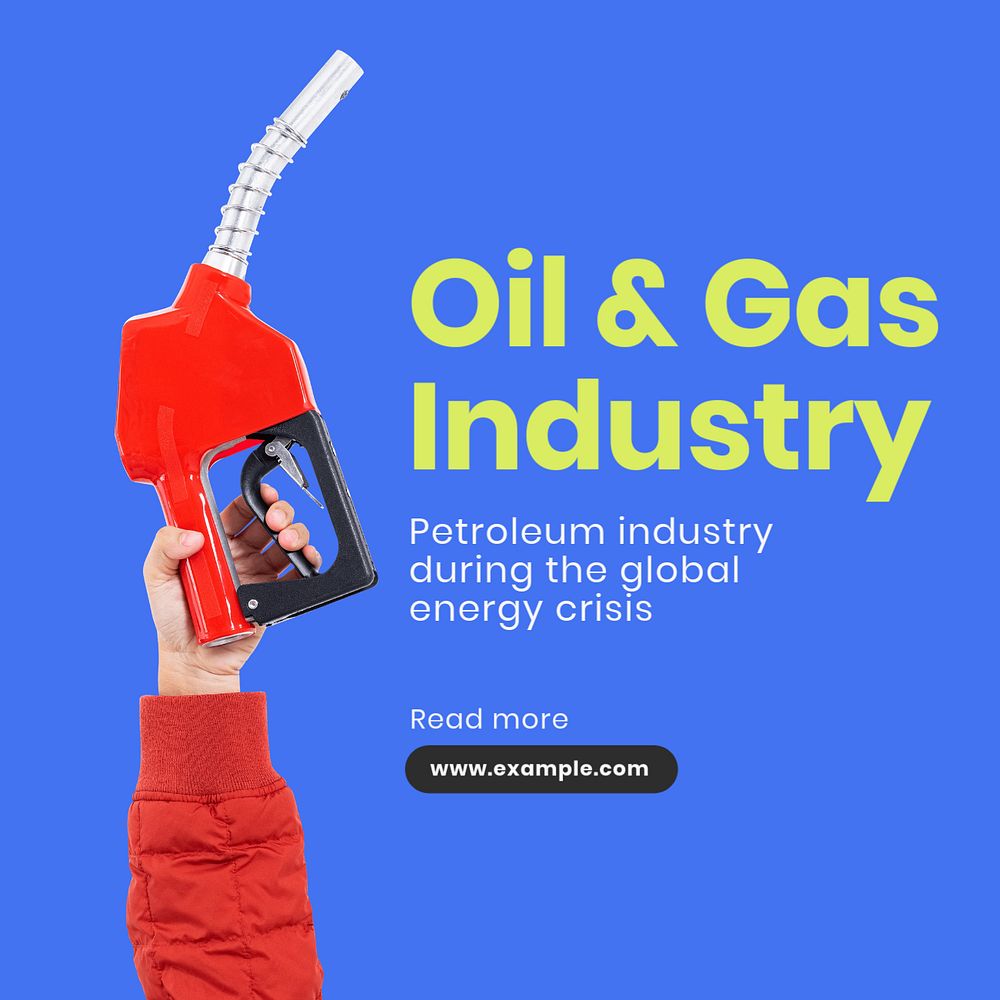 Oil & gas industry Instagram post template, editable text