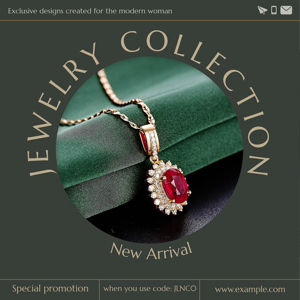 Jewelry collection Instagram post template, editable text