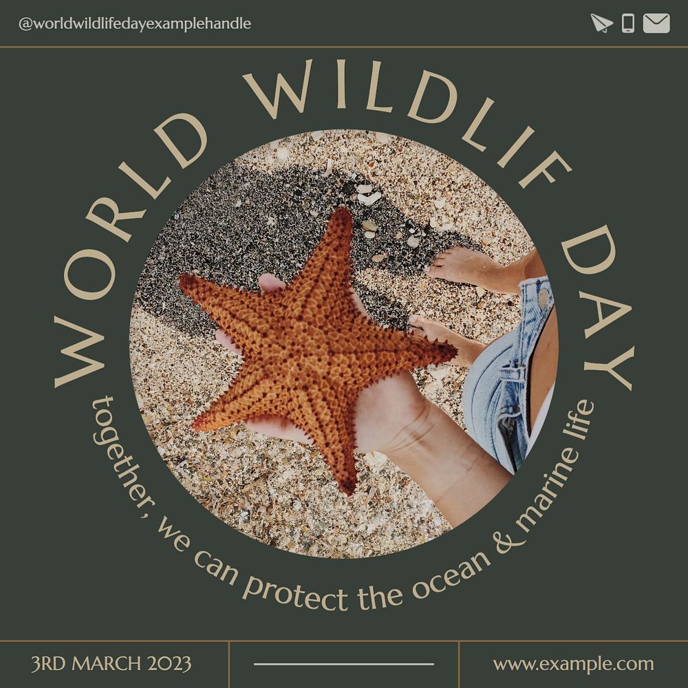 World wildlife day Instagram post template, editable text