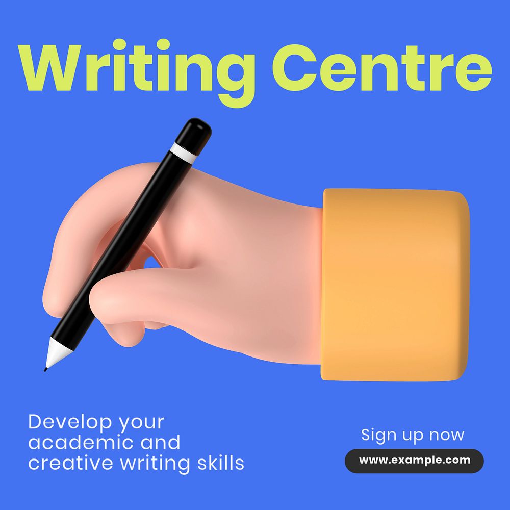 Writing centre Instagram post template, editable text