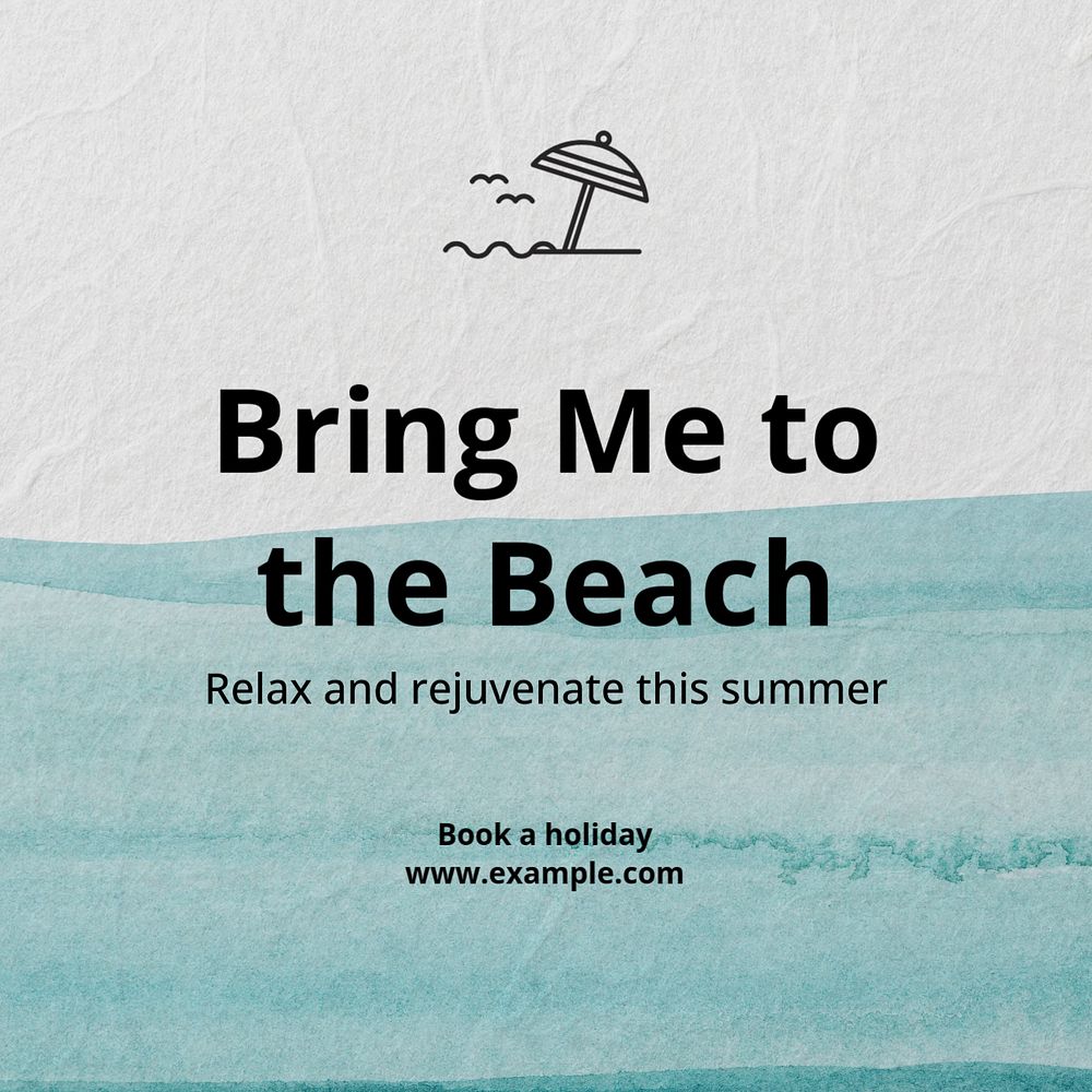 Beach travel Instagram post template, editable text