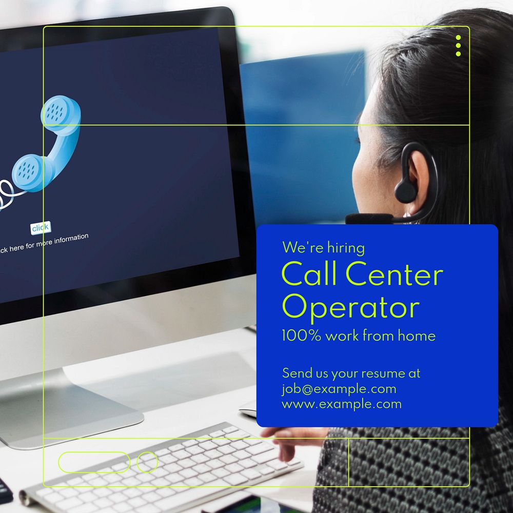 Call center Instagram post template, editable text