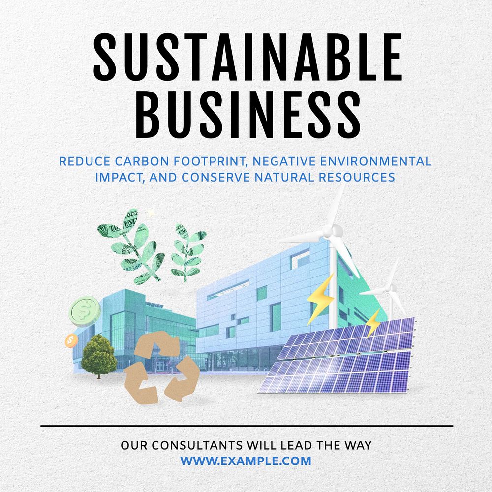 Sustainable business Instagram post template, editable text