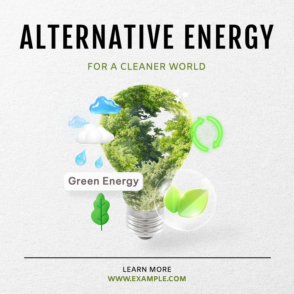 Alternative energy Instagram post template, editable text