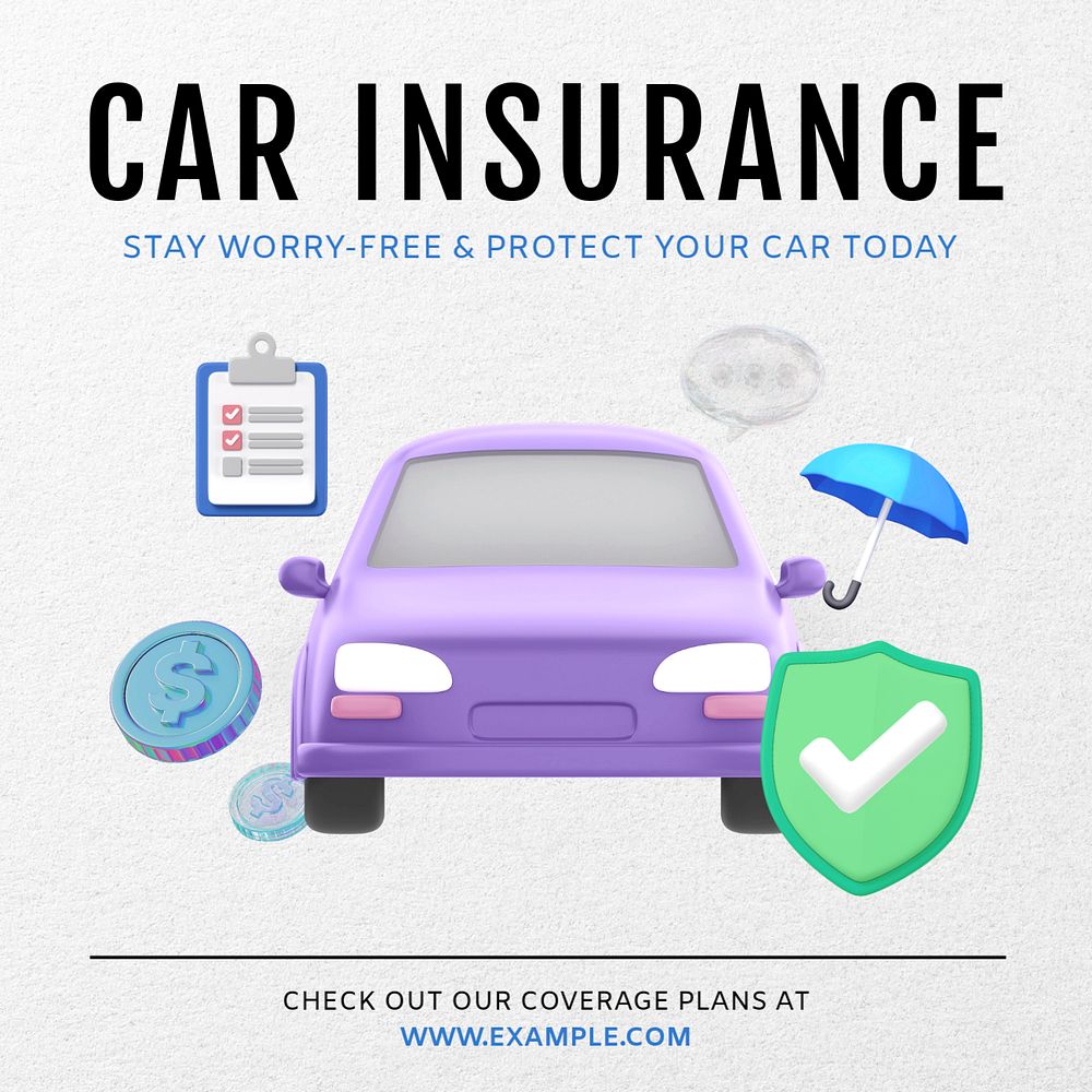 Car insurance Instagram post template, editable text