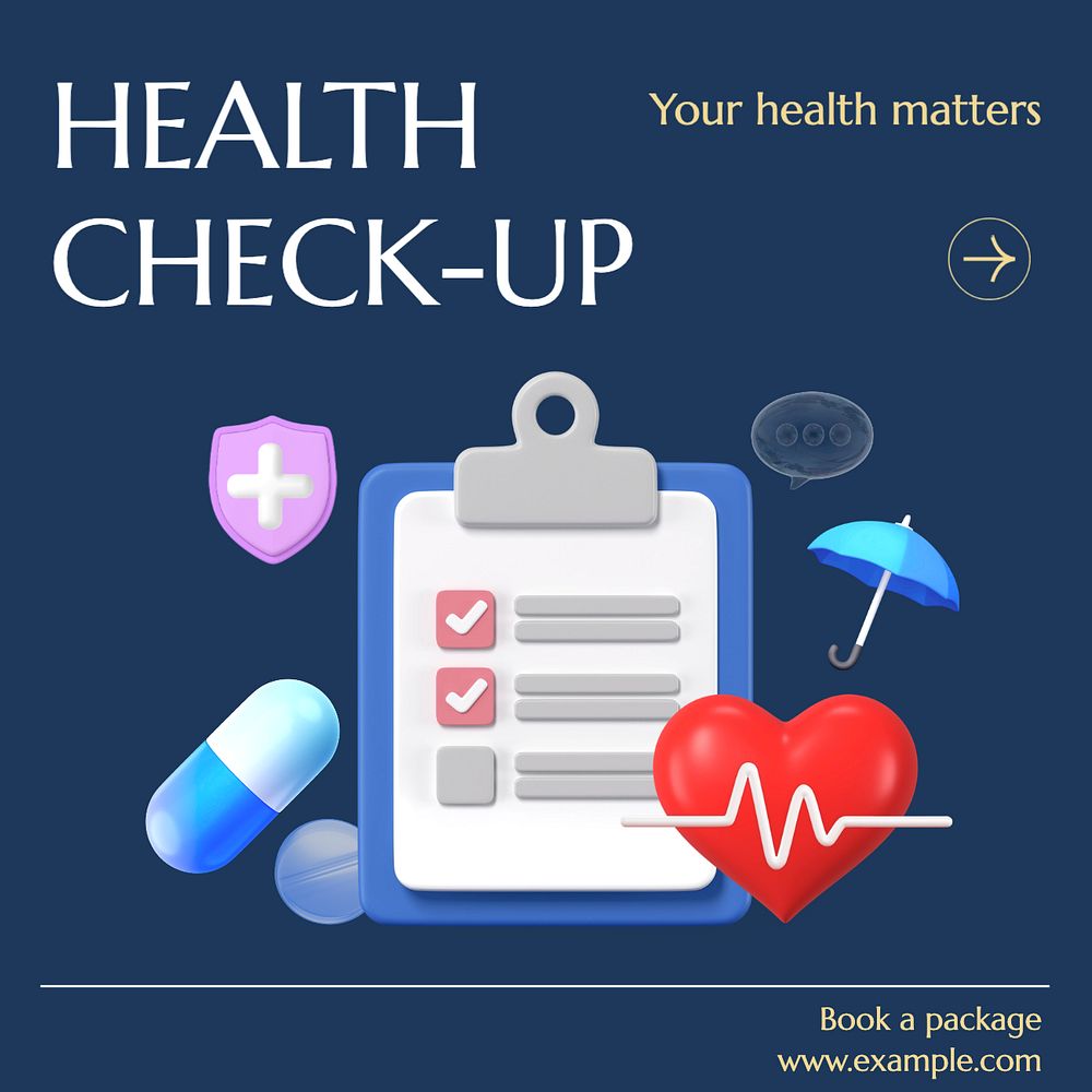 Health check-up Instagram post template, editable text