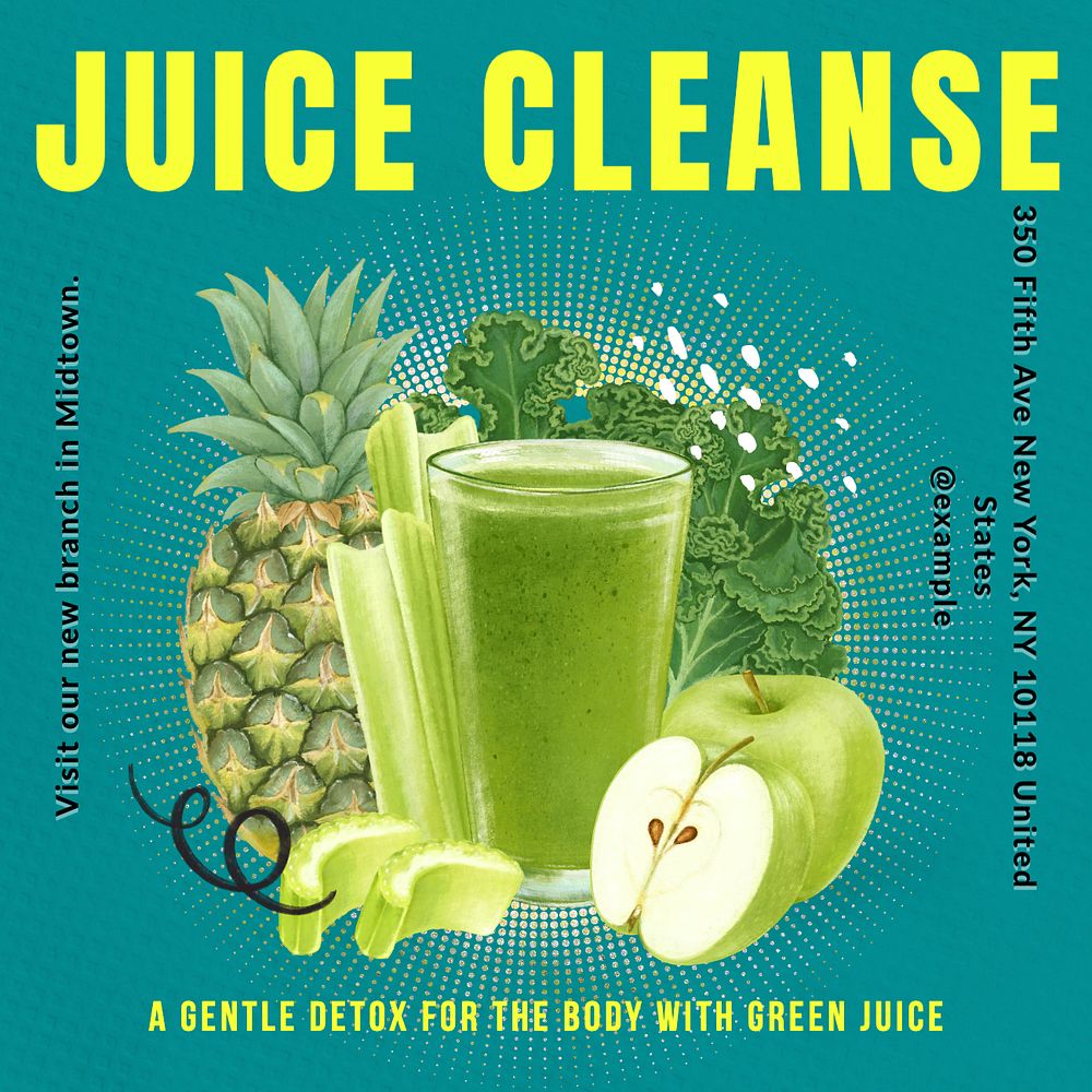 Juice cleanse Instagram post template, editable text