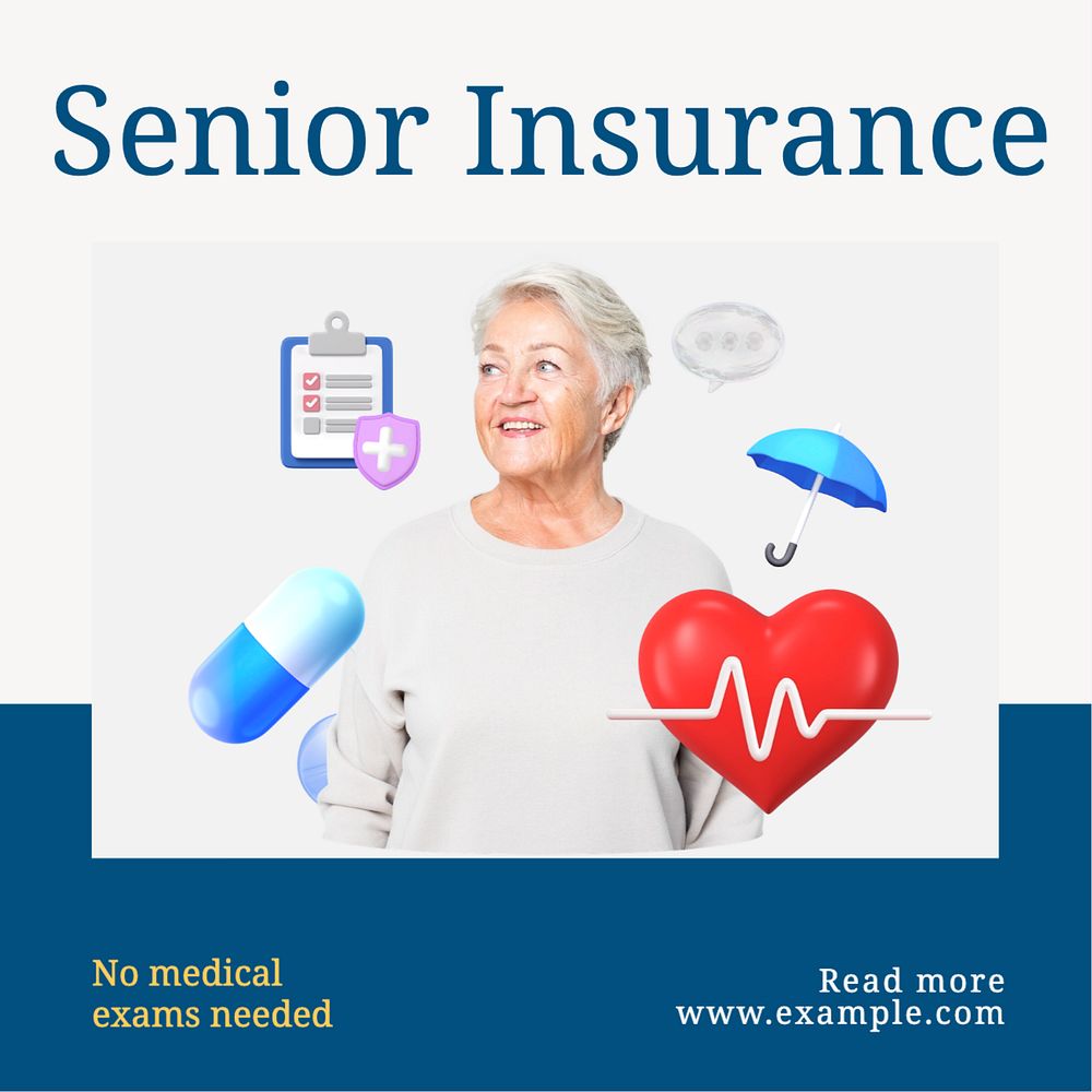 Senior insurance Instagram post template, editable text