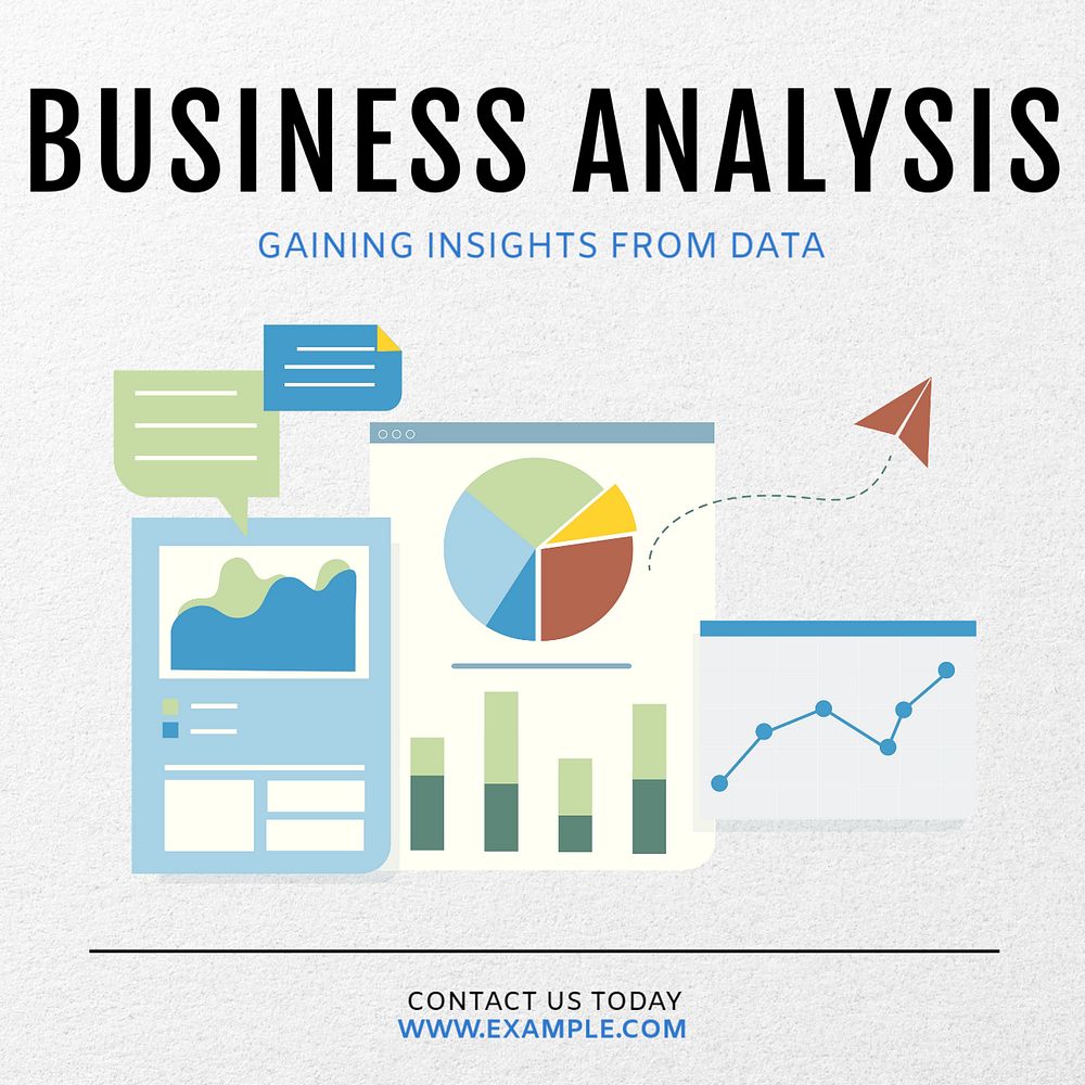 Business analysis Instagram post template, editable text