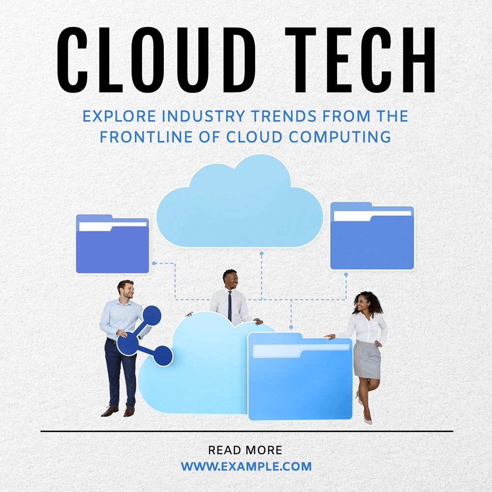 Cloud tech Instagram post template, editable text