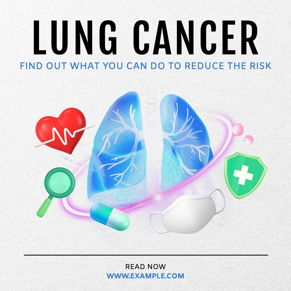 Lung cancer Instagram post template, editable text