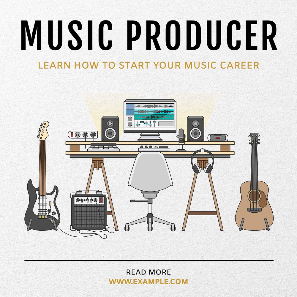 Music producer Instagram post template, editable text