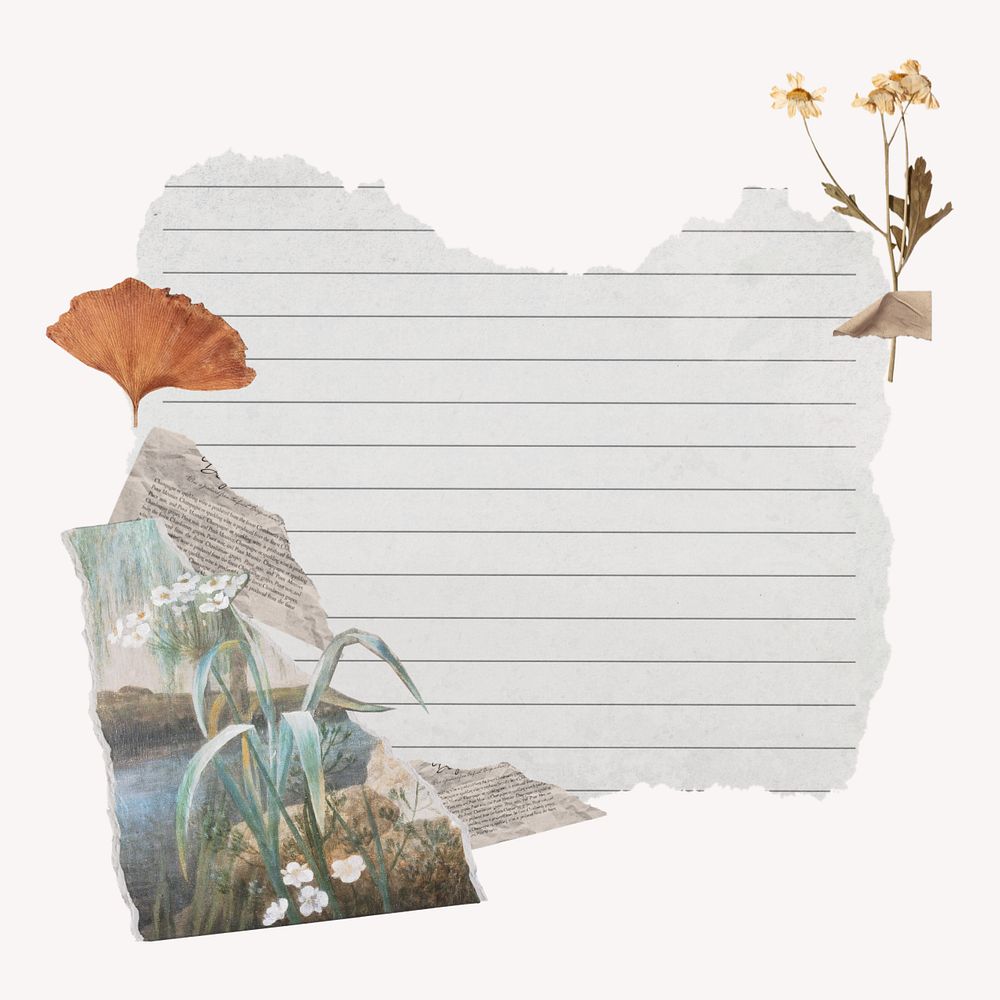 Aesthetic torn note paper collage, editable design