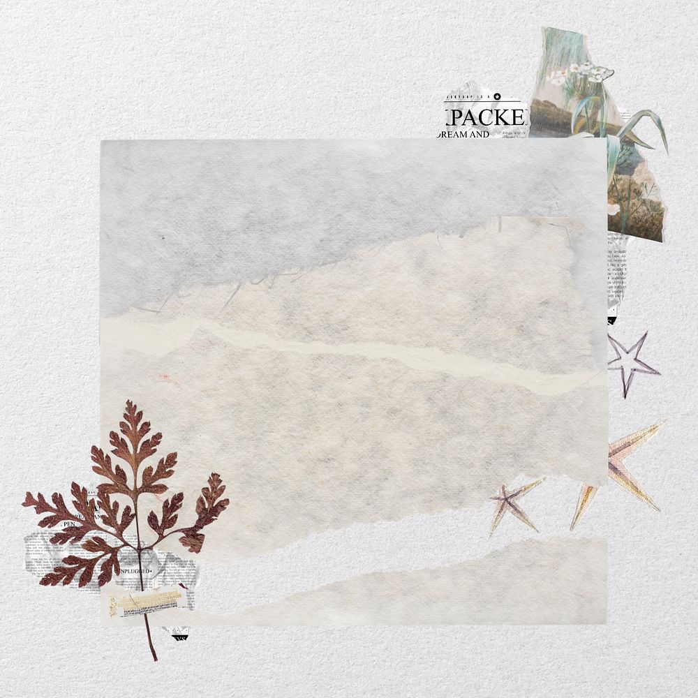 Aesthetic torn paper craft collage, editable design