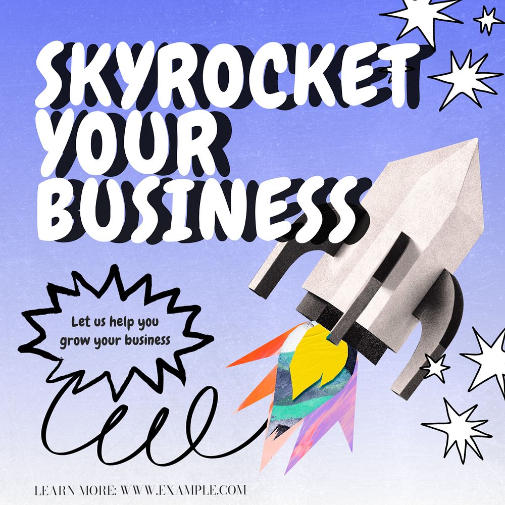 Skyrocket your business Instagram post template, editable text