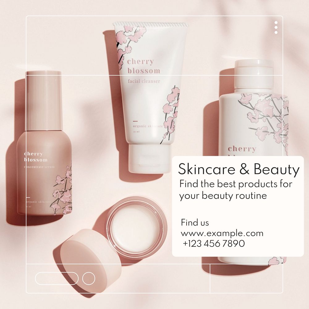 Skincare & beauty Instagram post template, editable text