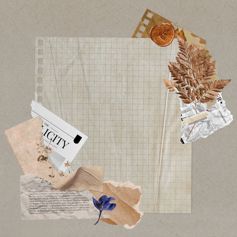 Aesthetic note paper craft collage, editable design