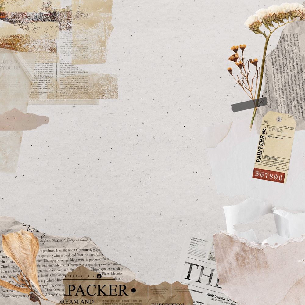 Autumn aesthetic background, paper collage border