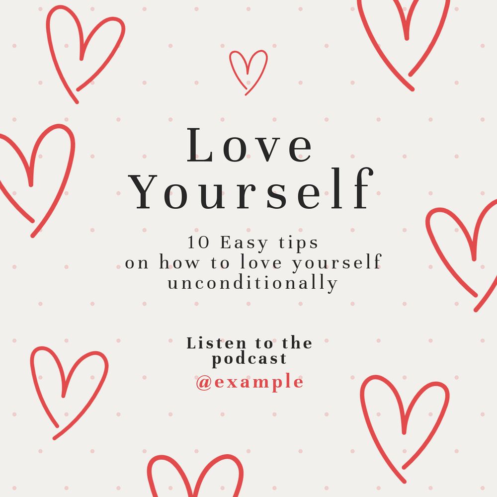 Love yourself Instagram post template, editable text