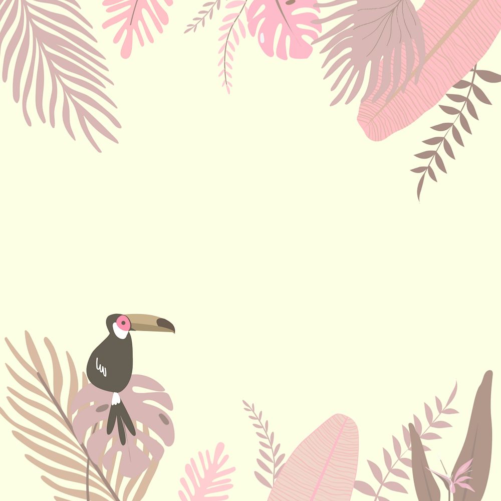 Pastel tropical summer bird background, editable yellow design