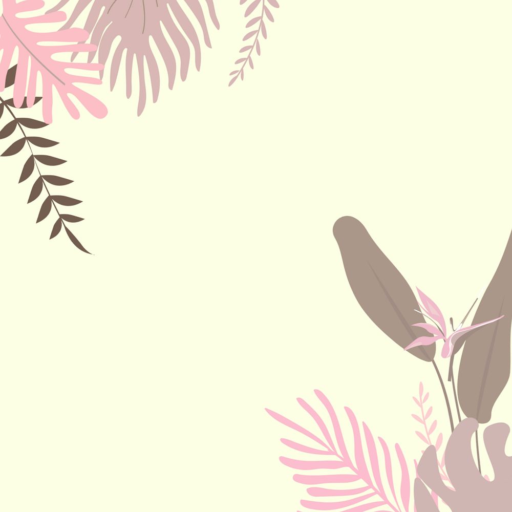 Pastel tropical leaf border background, editable yellow design