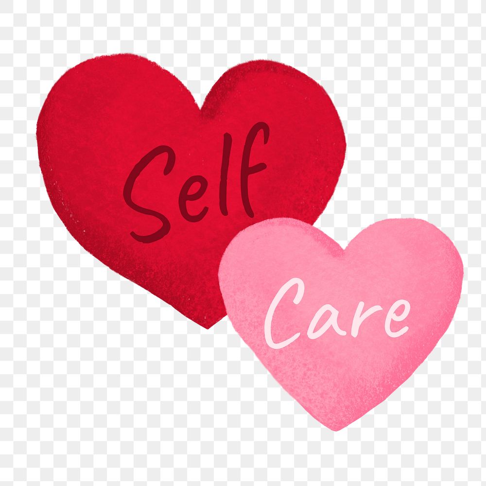 Self-care heart shapes png, editable design