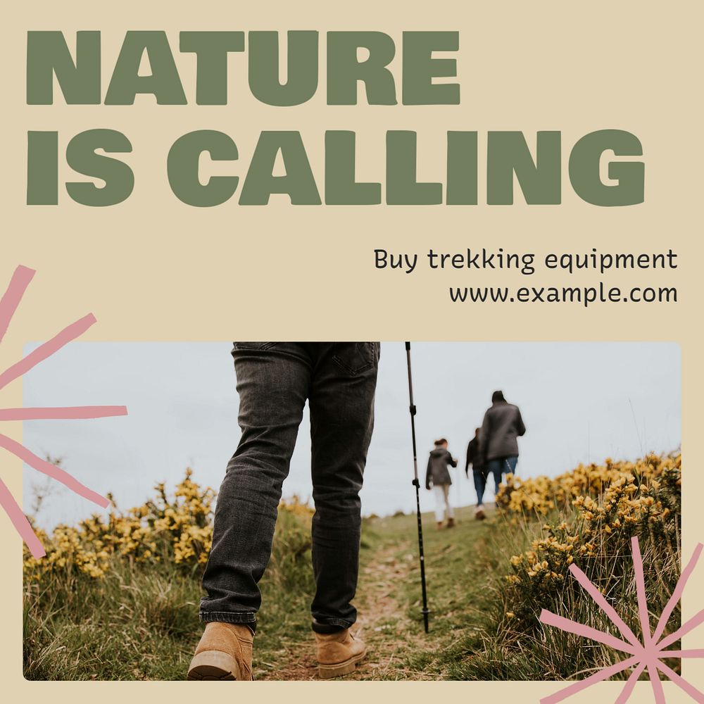 Nature is calling Instagram post template, editable design