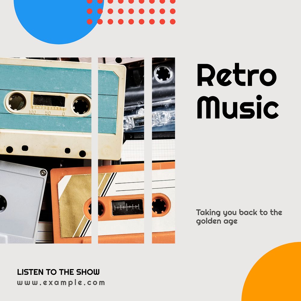 Retro music Instagram post template, editable design