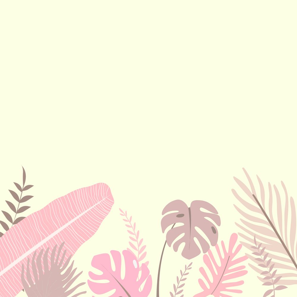 Pastel tropical leaf border background, editable yellow design