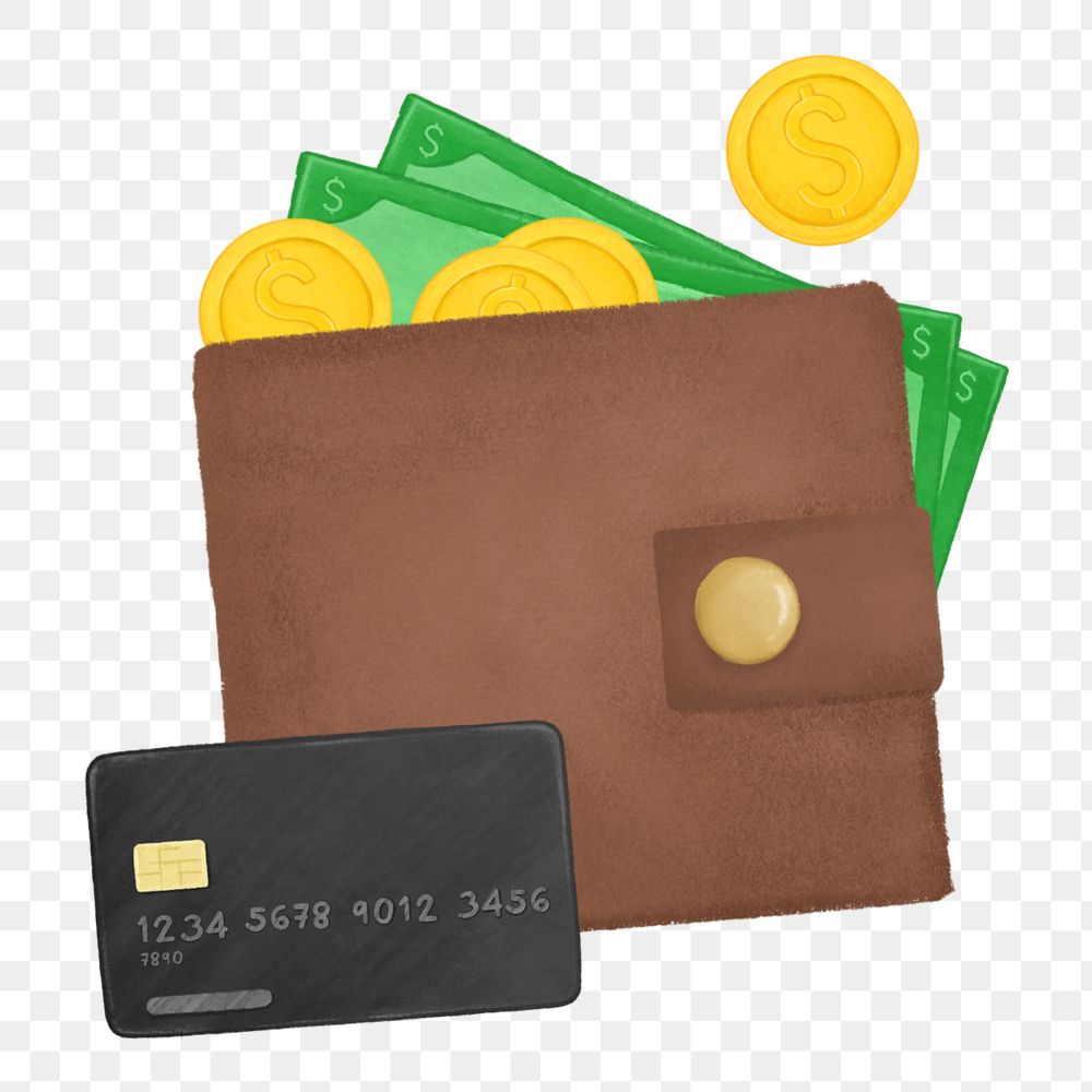 Money wallet png, credit card, finance remix, editable design